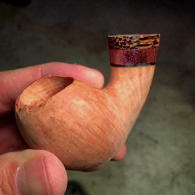 bent pipe with black palm and purpleheart